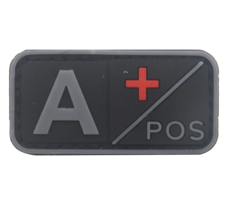 High Quality Custom Eco-Friendly Silicone Patch Rubber Tag Blood Type Label for Clothing
