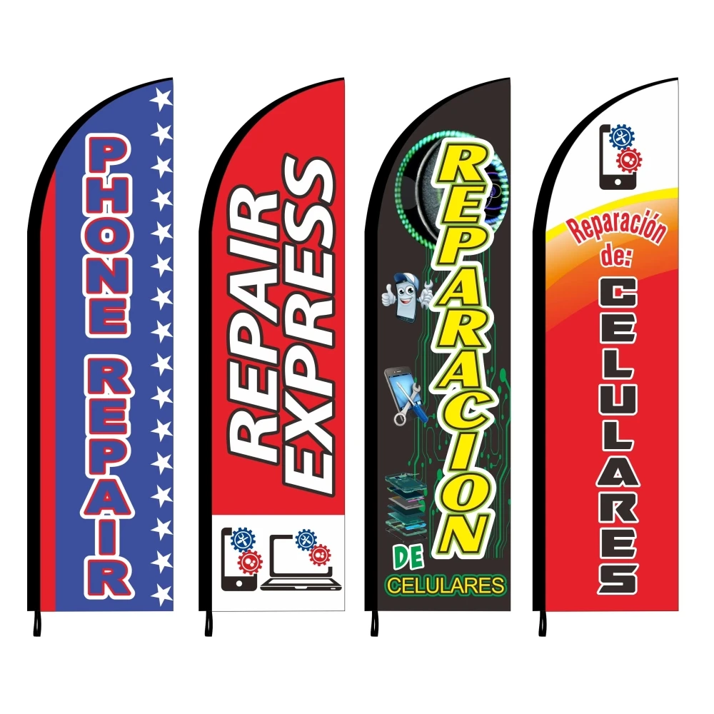 Custom Swoop Knife Beach Flag Sign Promotional Flags Banners Mobile Tablet Computer Repair Service for Phone Apple Store