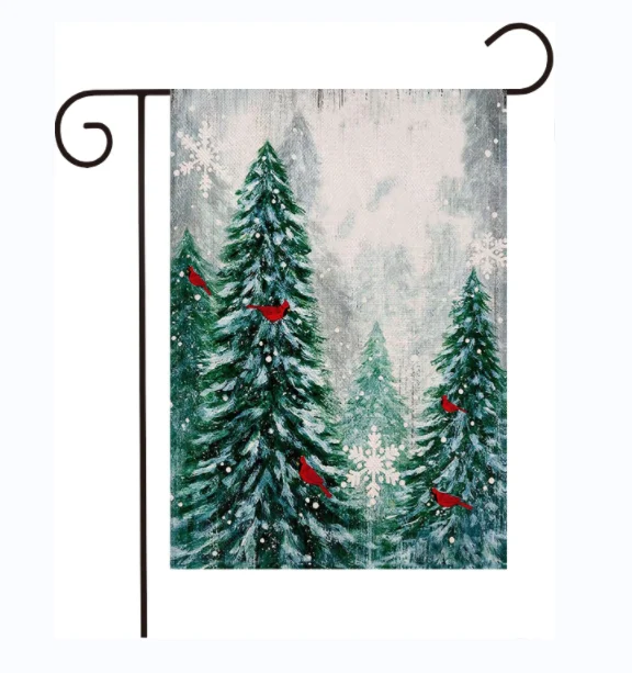 High quality Double sided  Polyester linen style Red Memorial Cardinal garden flag