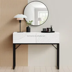 White Modern Furniture Living Room Luxury Wooden Console Tables with Mirror&Drawers
