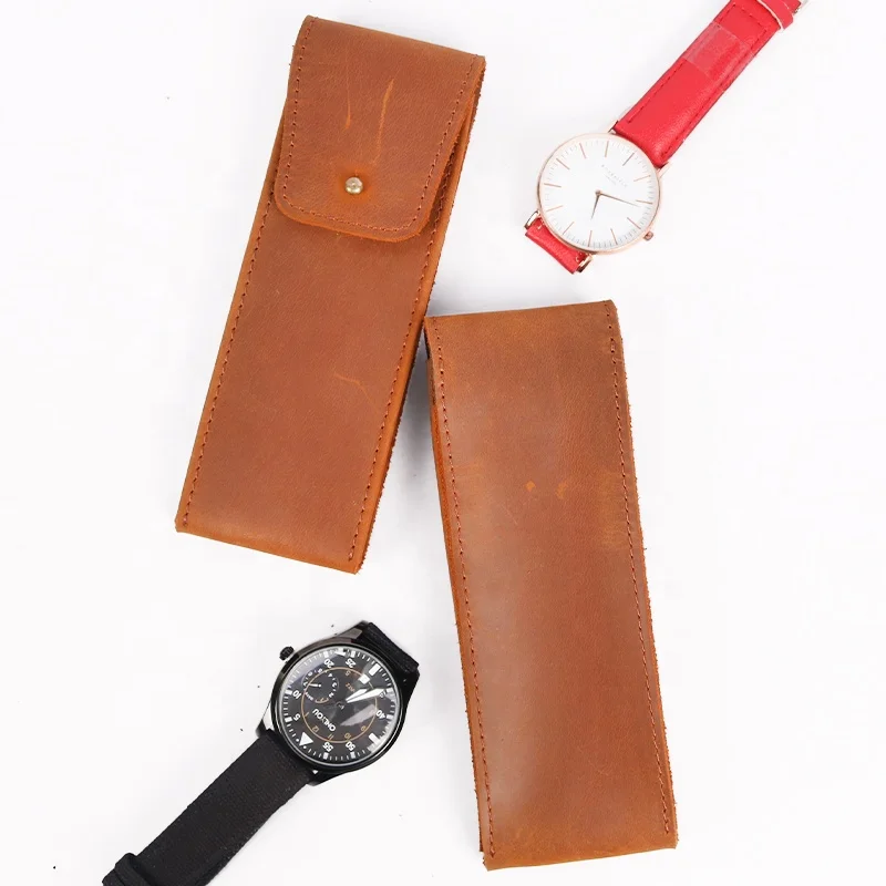 CHANGRONG Custom Handmade Single Leather Watch Pouch Case