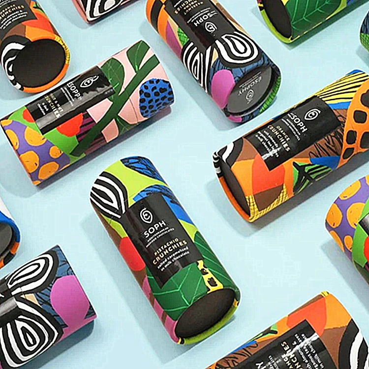 Food Grade Recycled Cardboard Cylinder Loose Leaf Tea Coffee Packaging Box window Round Kraft Paper Tube Packaging