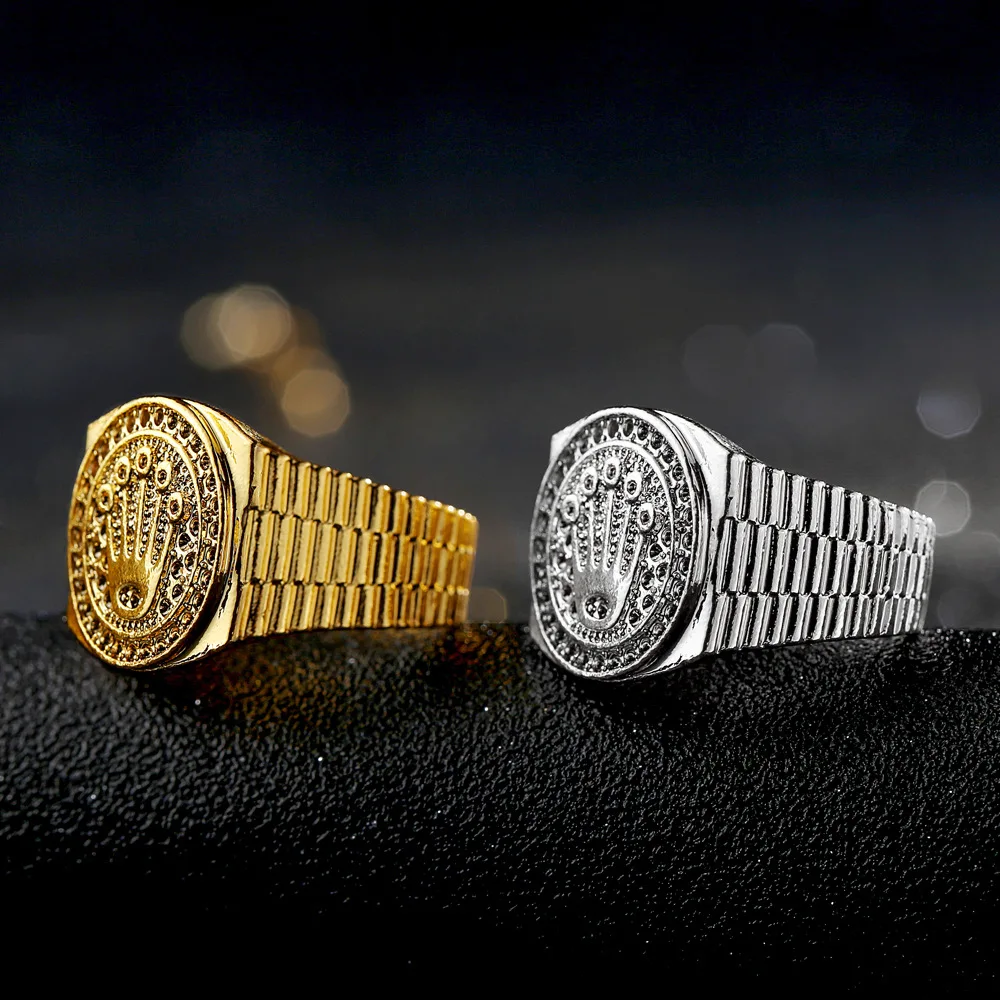 Kingcome Fashion Personality Men and Women Gold Plated Rings Ornament Punk Hip Hop Rock Crown Rings