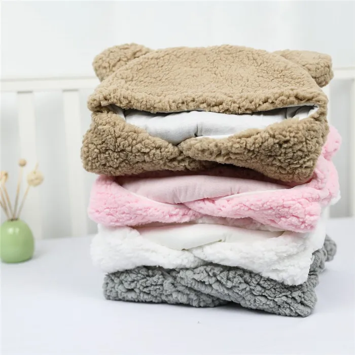 Extra Soft Cute Newborn Baby Boy Blanket Lambswool Plush Unisex Baby Swaddle Wrap Jumpsuits Sleeping Bags