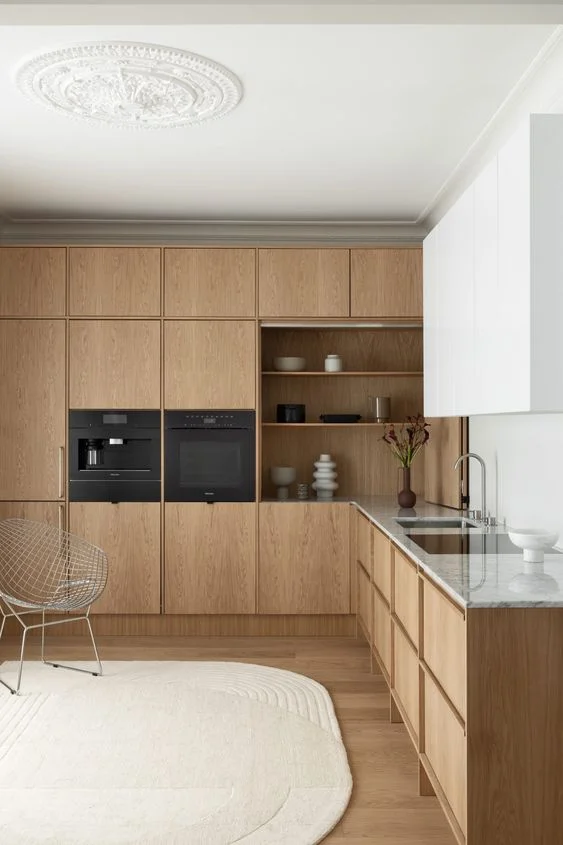 Vermonhouzz classic kitchen cabinet direct kitchen cabinet and vanities oak wood veneer japandi style kitchen cabinets