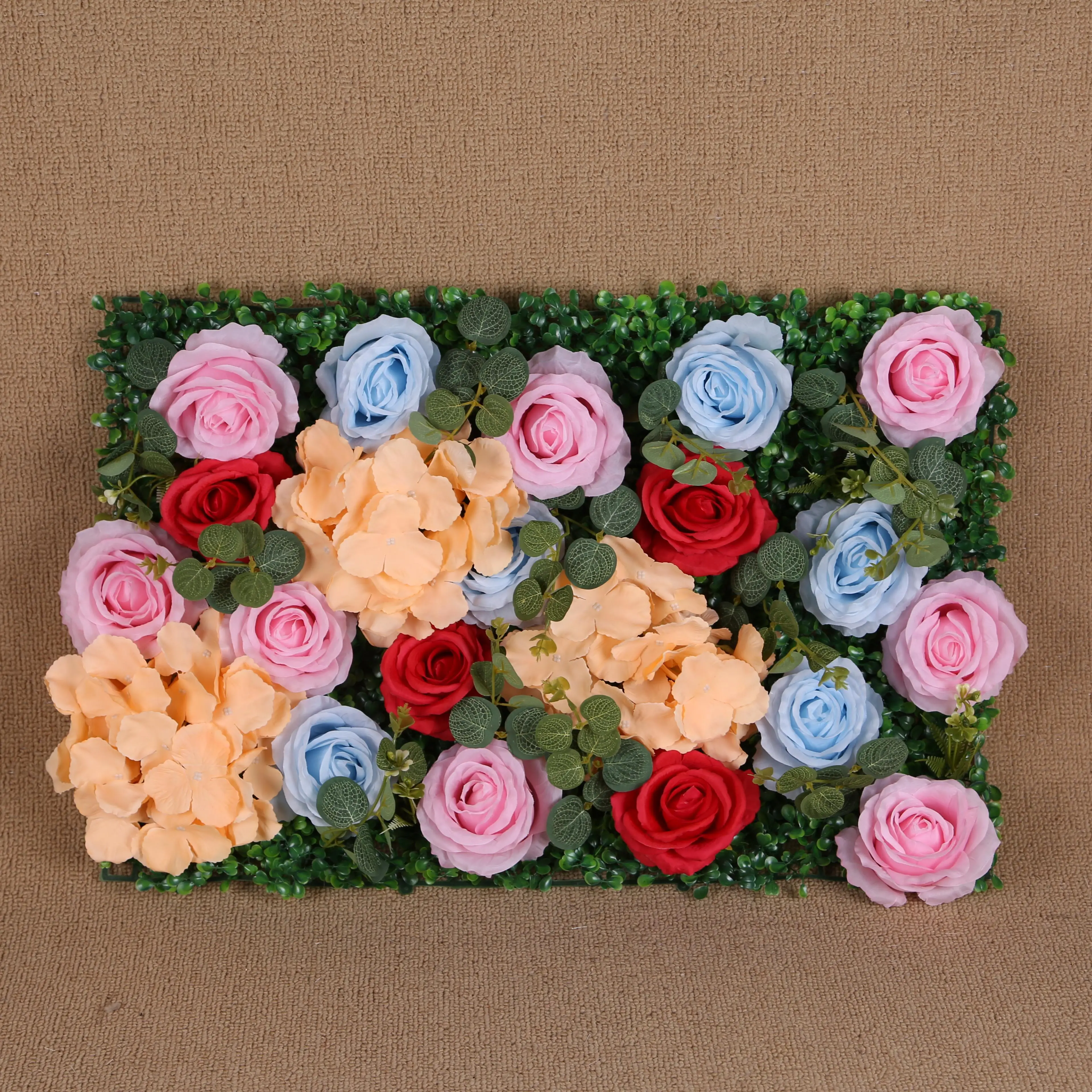 Promotional Wholesale Perfect Non-fading And Anti-aging Durable Artificial Rose Flower Wall Floral Backdrop