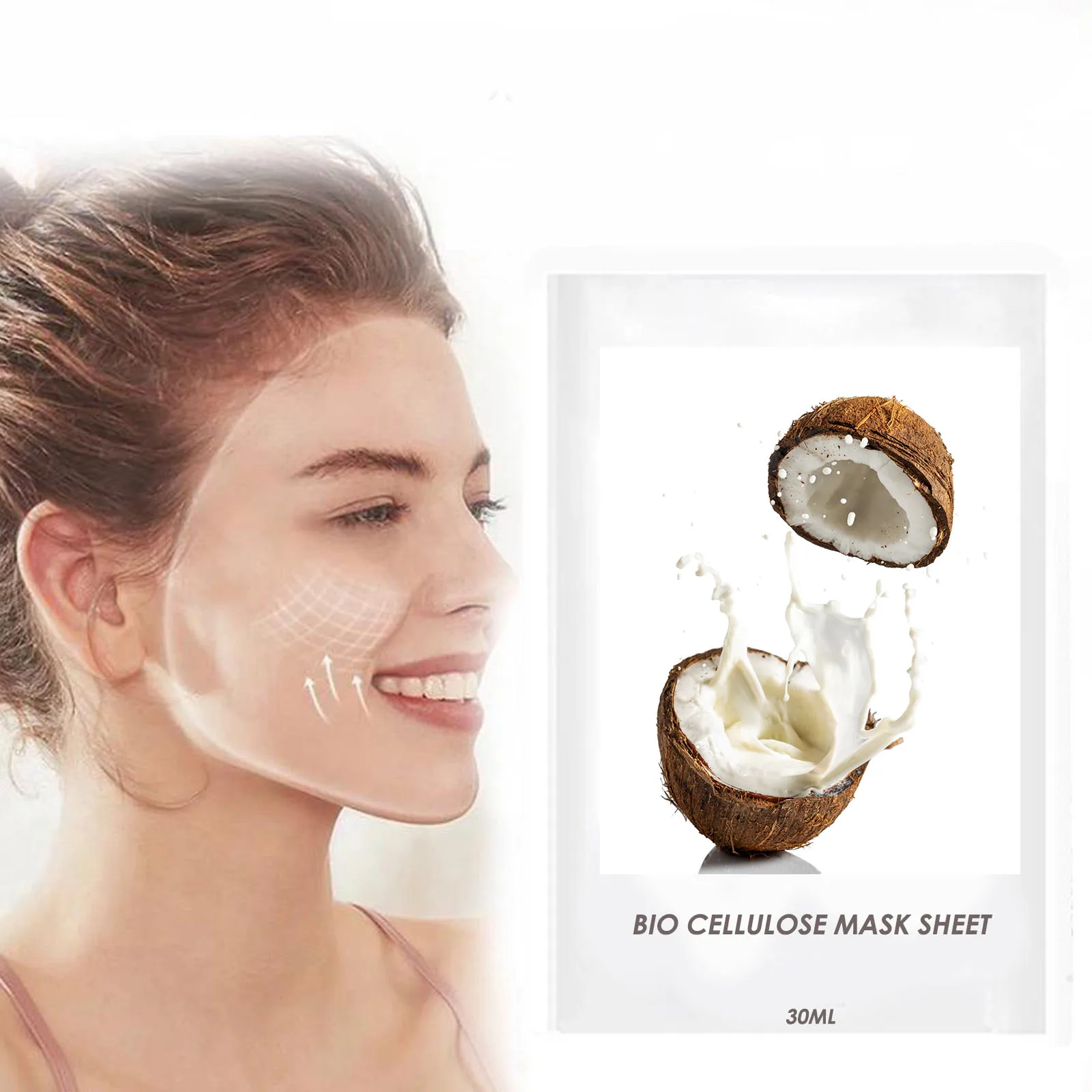 Bio Cellulose Facial Sheet Without Infused Serum Moisturizing and Nourishing Skin Face Care for Women Coconut Fermented