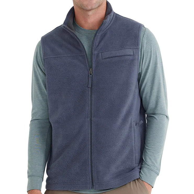 wholesales  High Quality Sleeveless Jacket sportswear jackets  Full Zip Front Stand Collar Polar Fleece Vest jackets  For Men