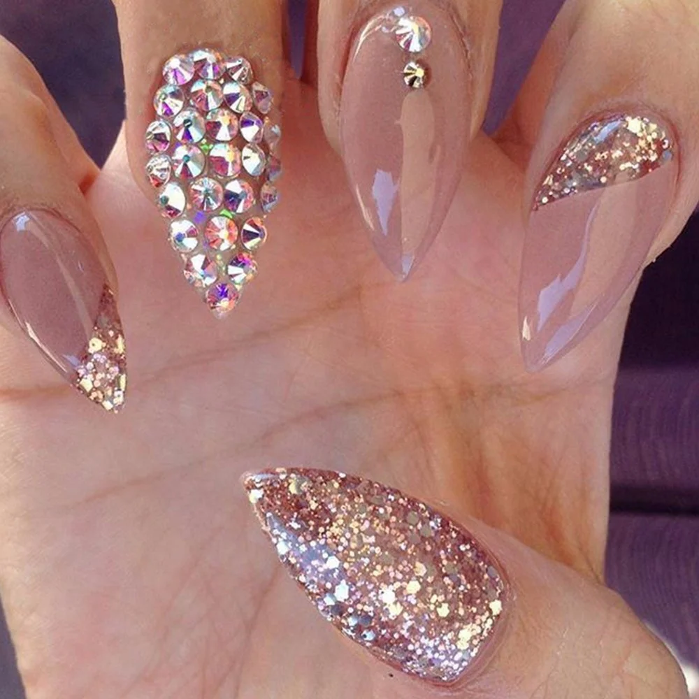 
1440pcs Nail Crystals Rhinestones for Nails Flatback Decorations Glass Gems Stones SS3-SS30 3D Decoration 