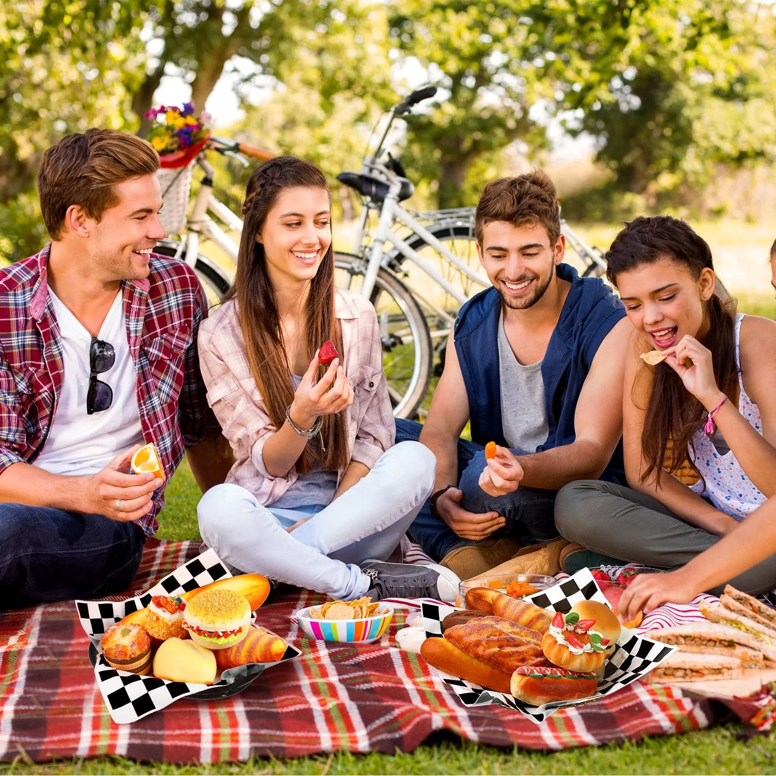 Disposable Wraps Dry Wax Paper Sheets Basket Liner Restaurant Supplies Bread Cheeses Burgers Checker Food Wrapping Paper