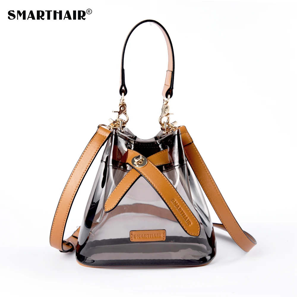 
SMARTHAIR ladies fashion women luxury designers Transparent Lady Clear Window handbag Cosmetic Makeup bag Sets logo 