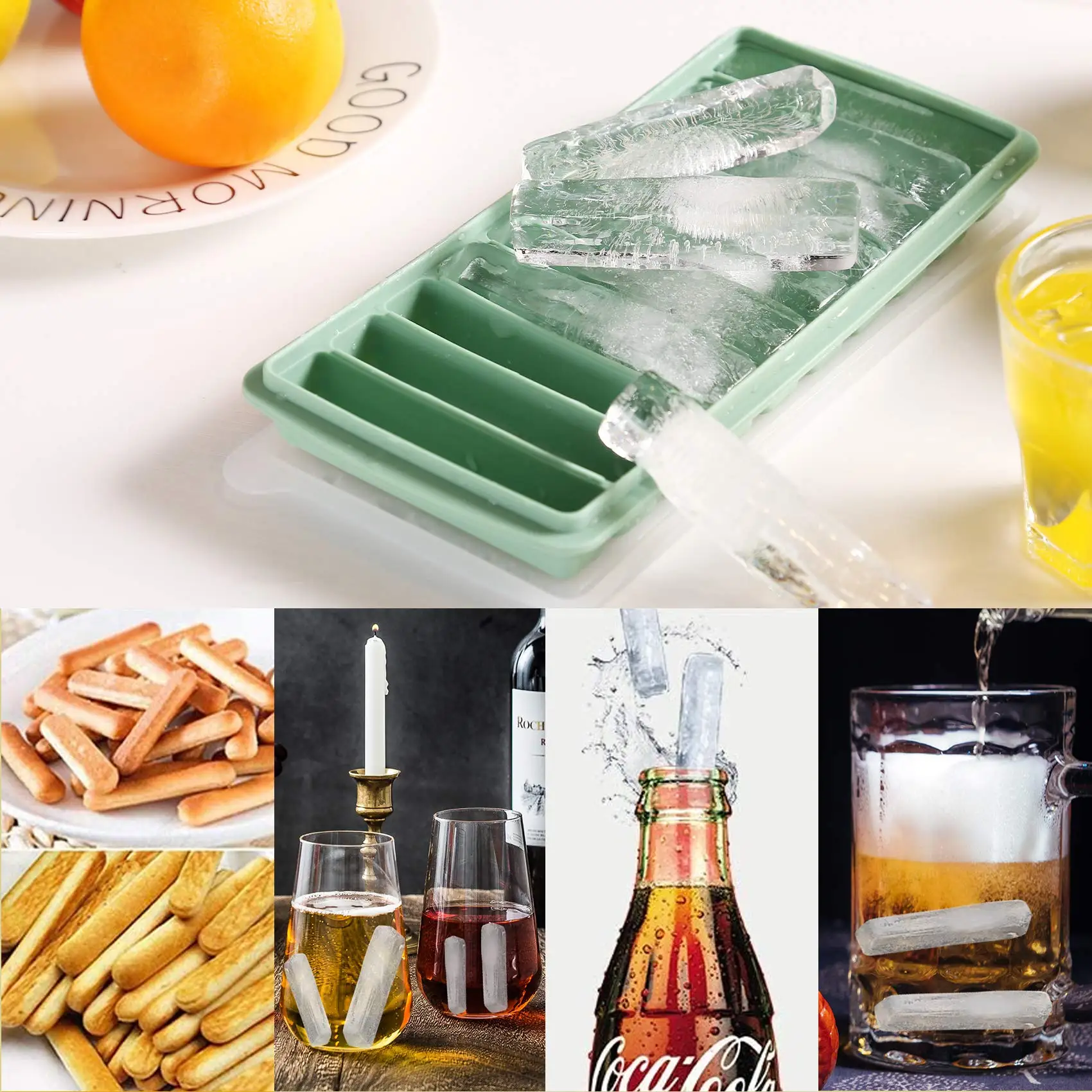 Silicone Ice Cube Trays Butter Mold Rectangular Narrow Stick Ice Cube Sticks Long Strips Ice Cube Mold Tray