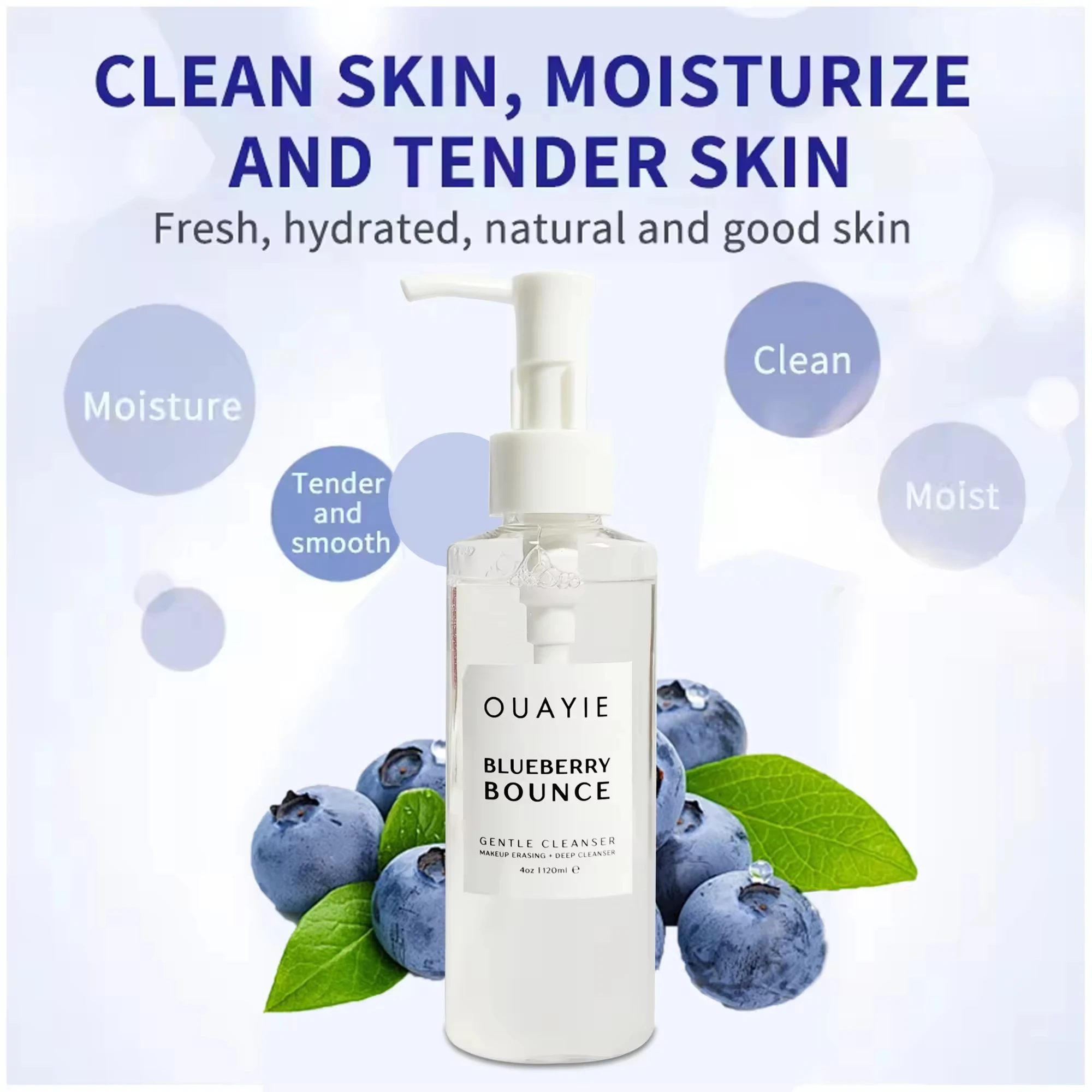 OEM/ODM Blueberry Facial Cleanser Deep Cleansing Moisturizing Oil Control Cleanser Women/Men Face Wash