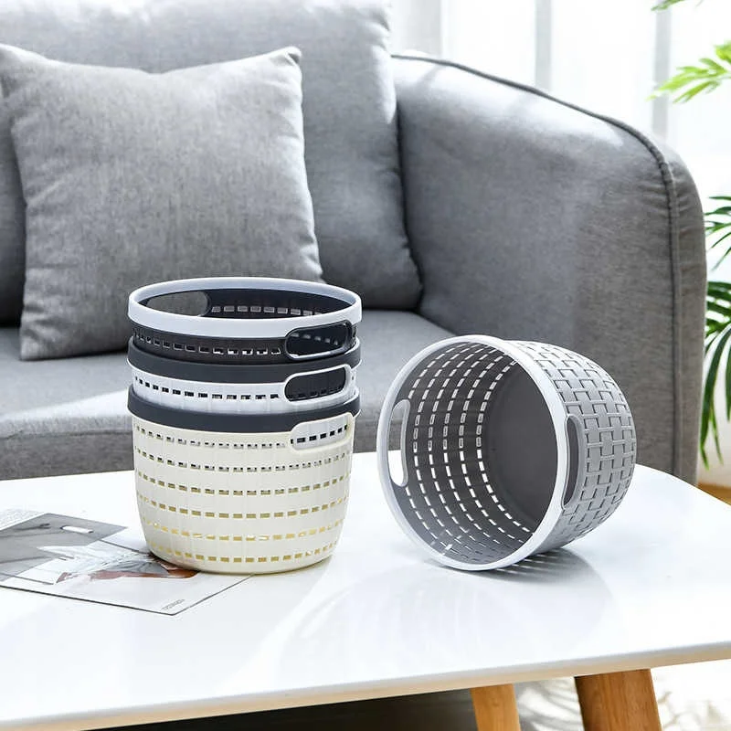 2Pcs Simple and fashionable plastic hollow Desktop storage basket Snacks cosmetics home clutter storage basket