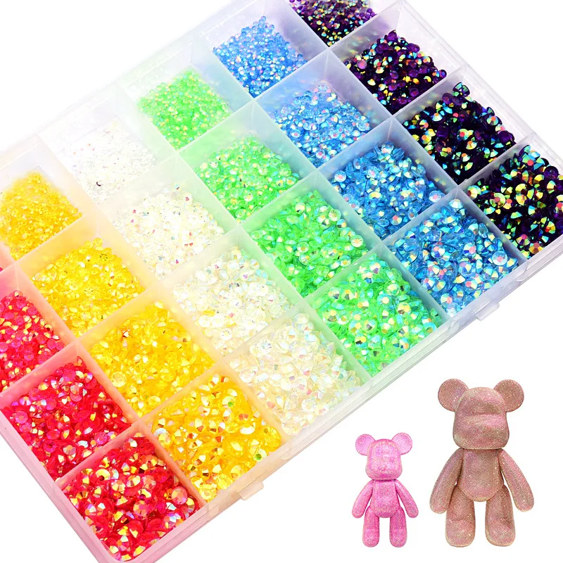 Manufacture Wholesale Nail Supplies 24 Grid Box Set Press on Nail DIY Rhinestones Crystal Diamond Colorful Nail Art Accessories