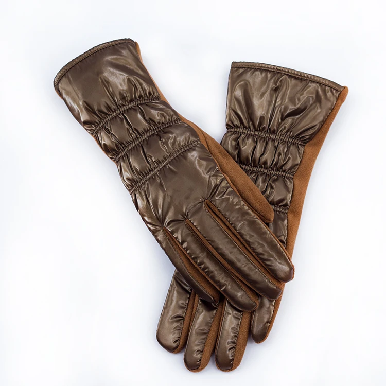 Wholesale winter stylish women gloves wash free down  cotton riding gloves embroidered touchscreen  gloves