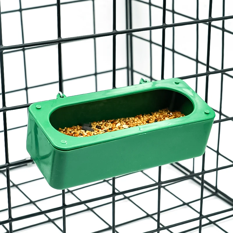 Hot Sell Plastic Bird Feeders Green Wire Hanging Food Box Cage Use Bird Food Bowl for Quail Pigeon