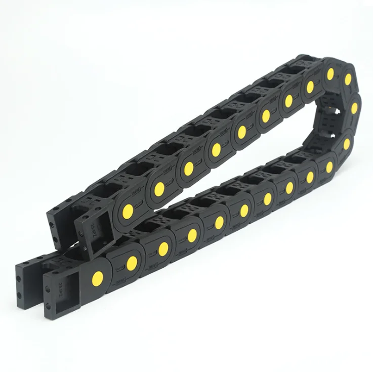 
Yellow dot H25 size 25x57 mm reinforced nylon plastic bridge electrical wire carrier tracks tray energy cable drag chain 