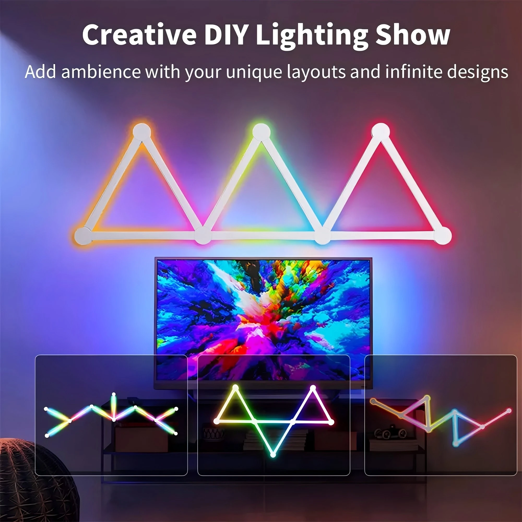 DIY  RGB Smart Splicing Glide Wall Lighting Music Sync Bar Home Decor LED Light 9 Segmen for Gaming Streaming Smart Home Lights