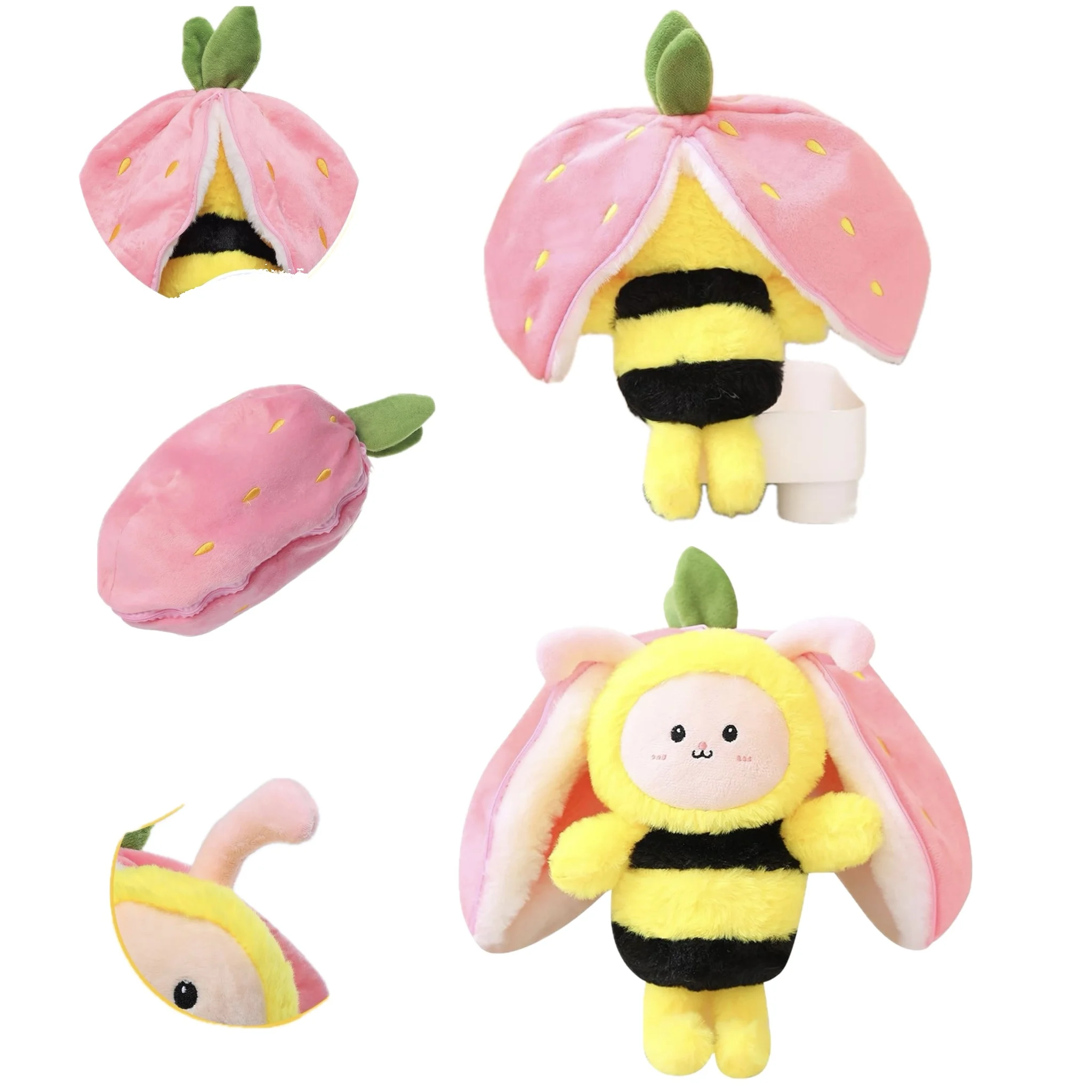 Strawberry Toy Plush Stuffed Animals  Home Accents Toy Honey Bee Decorations Pillow Plush Dolls Fruit White For Child