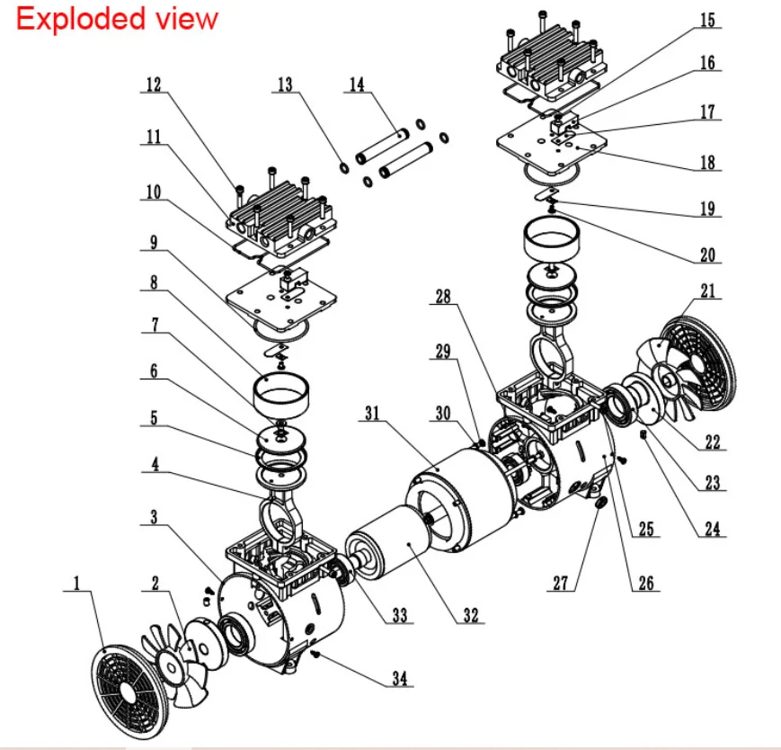 
Small oilless silent air compressor head piston oilfree air pump 