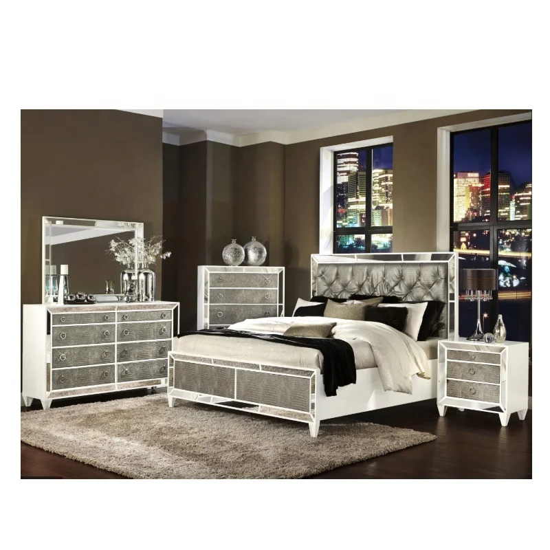 Furniture Bed King Size Mirrored Bedroom Sets couple bedroom set
