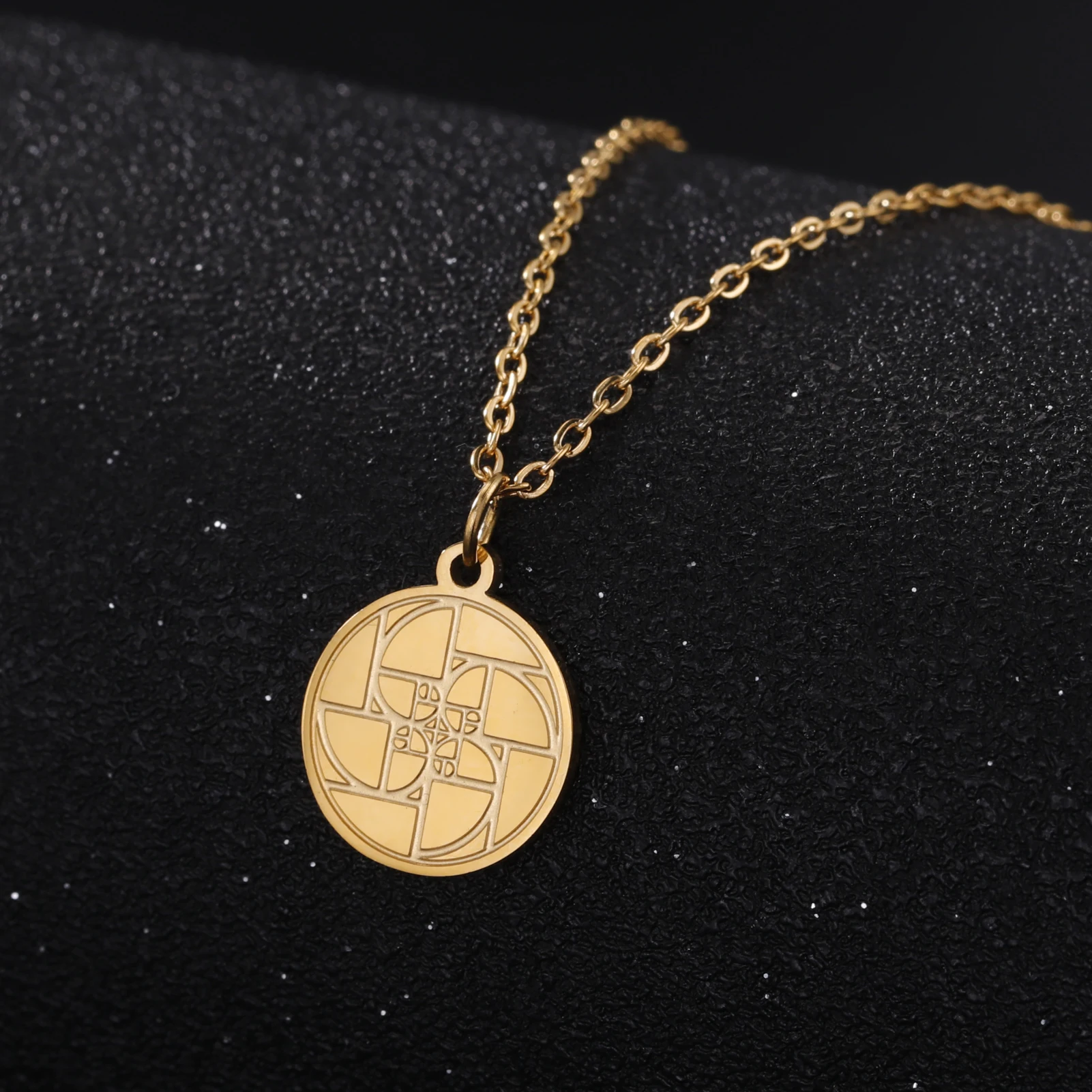 Fibonacci Spiral Geometric Necklace Mathematics Golden Ratio Swirl Coin Necklace Fashion Graduation Jewelry for Teacher Student