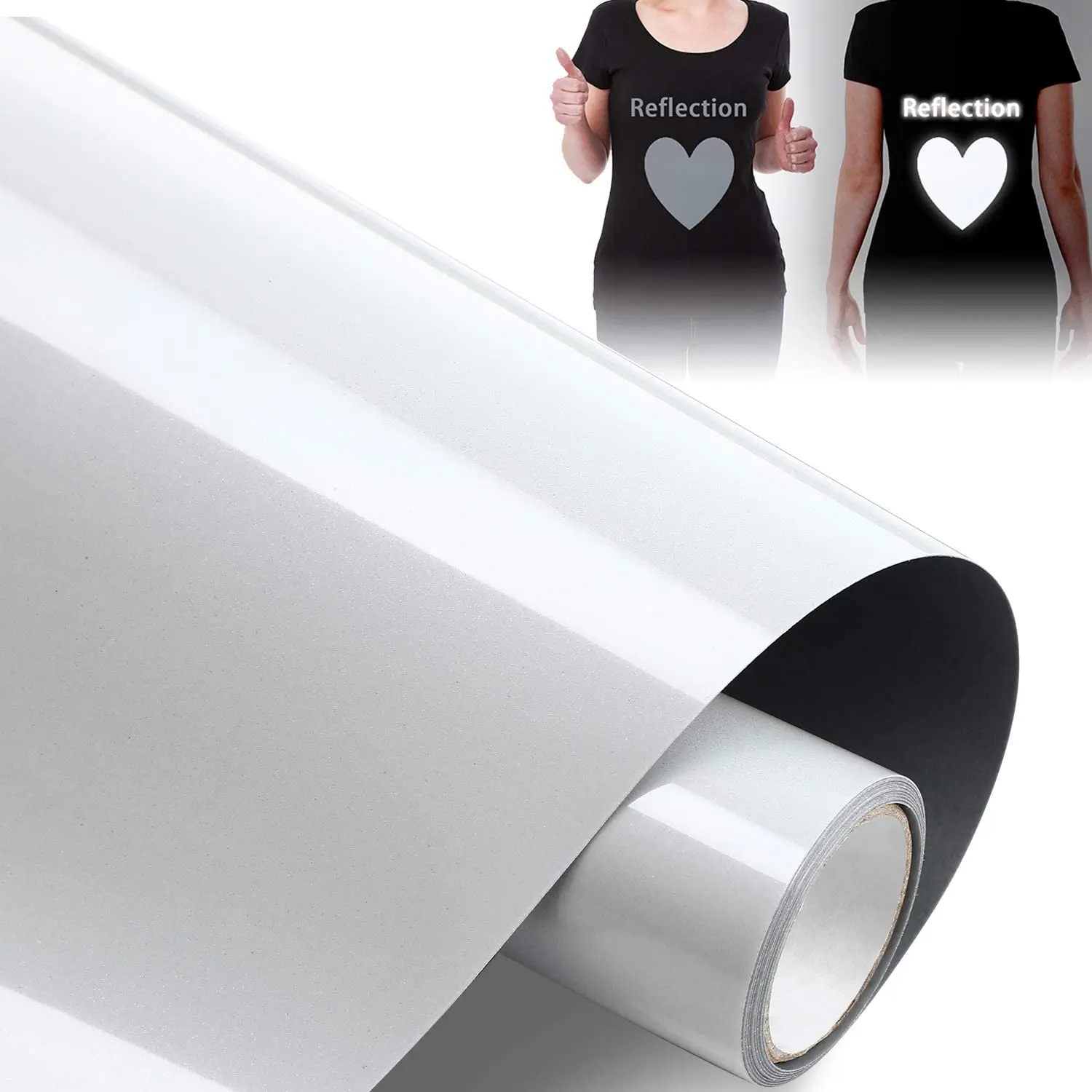 Wholesale 61cmx50m Craft Reflective Silver Heat Transfer Vinyl  Reflecting HTV Vinyl Iron On Vinyl for Cricut and Silhouette