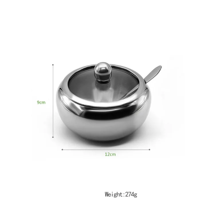 304 Stainless Steel Kitchen Seasoning Container Sugar Spice Bowl With Lid