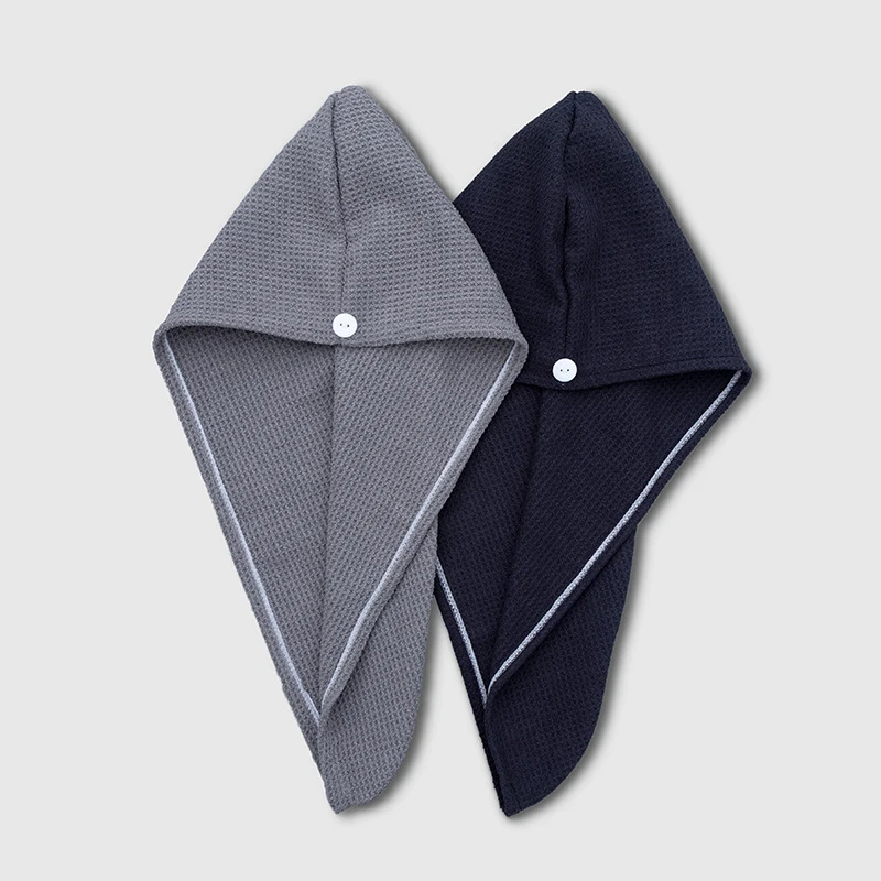 Microfiber Hair Drying Towel Wrap Super Absorbent Twist Turban Fast Dry Hair Caps with Buttons Fasten Dry Hair Hat