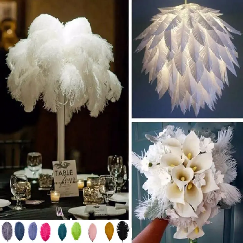 Factory hot selling 55-60cm long  fluffy Ostrich Feathers white for Wedding banquet decoration DIY clothes accessory
