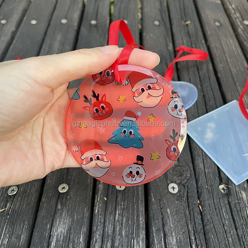 3 inch Sublimation Christmas Ornaments Blanks Frosted Glass Christmas Ornament 2023 Xmas Tree Ornaments