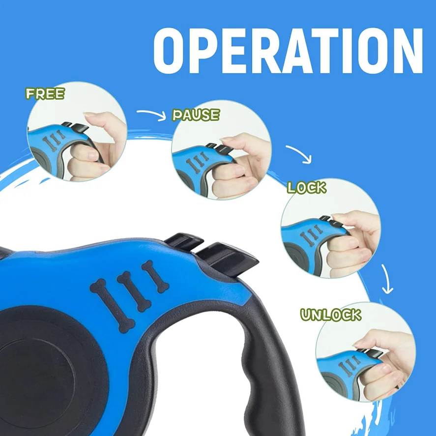 Automatic Retractable Tangle Free Lock Dog Leash With Anti Slip Handle Nylon Tape Release Strong Walking Pet Dog Leash