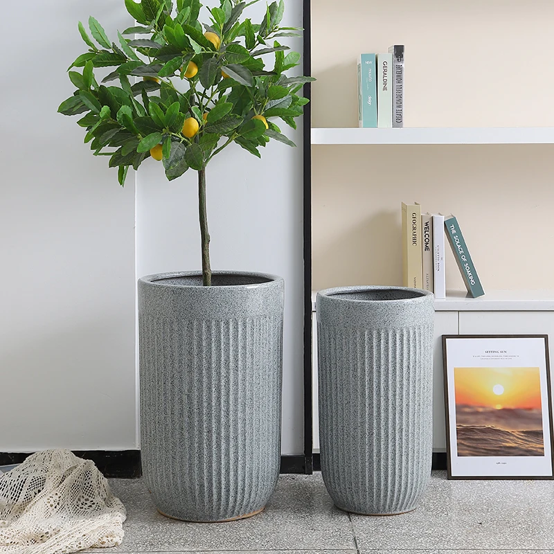 Flower Ceramic Pots Green Large Floor Ceramic for Plants Glazed Bonsai Pottery Ceramic for Indoor Home Decoration Modern Matte