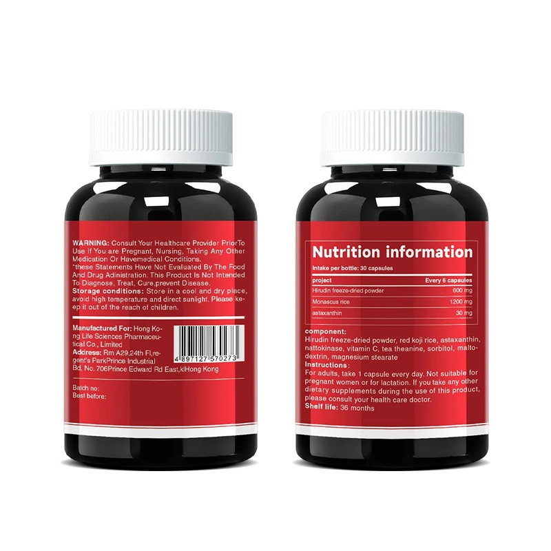 OEM Custom Label hirudin capsule supplement leech Organic Bulk Natural Extract Vegan herbal Hirudin capsules