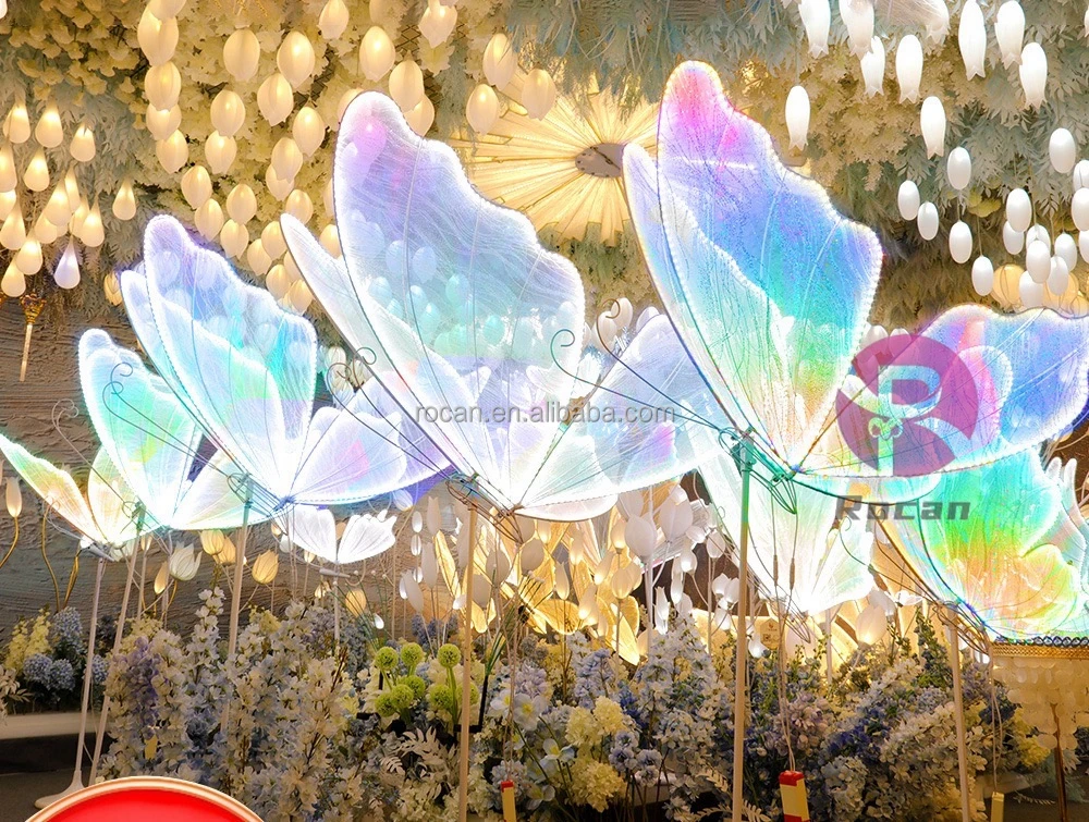 Wedding decoration lights butterflies wings road lead stage backdrop stand led butterfly led light decoration