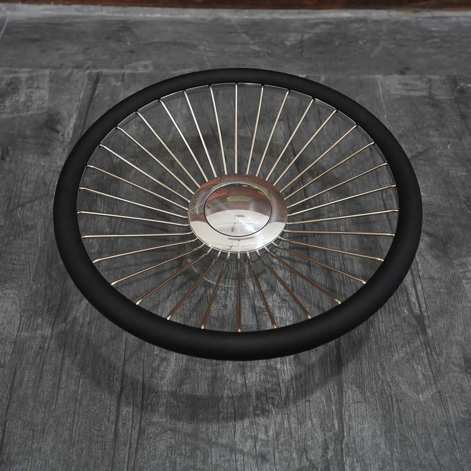 Polishing Center Cover 15 Inch Silvery Wire Steering Wheel