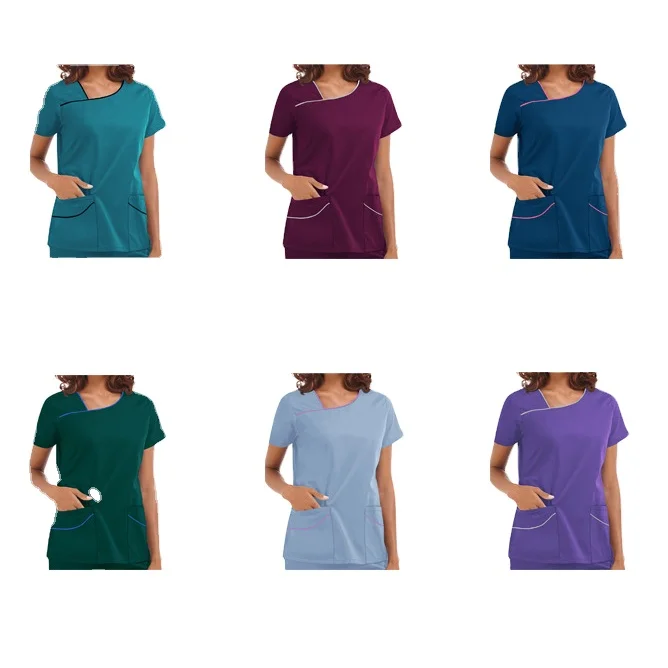 Custom Scrubs Uniforms Sets Light Color Plus Size Doctor Hospital Medical Elastic Waist Jogger Nursing Scrubs For Women