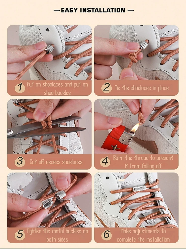 Round Elastic Shoelaces Sneakers Tennis Shoe Laces Without Ties for Kids Adult No Tie Shoelace Rubber Bands Shoes Accessories