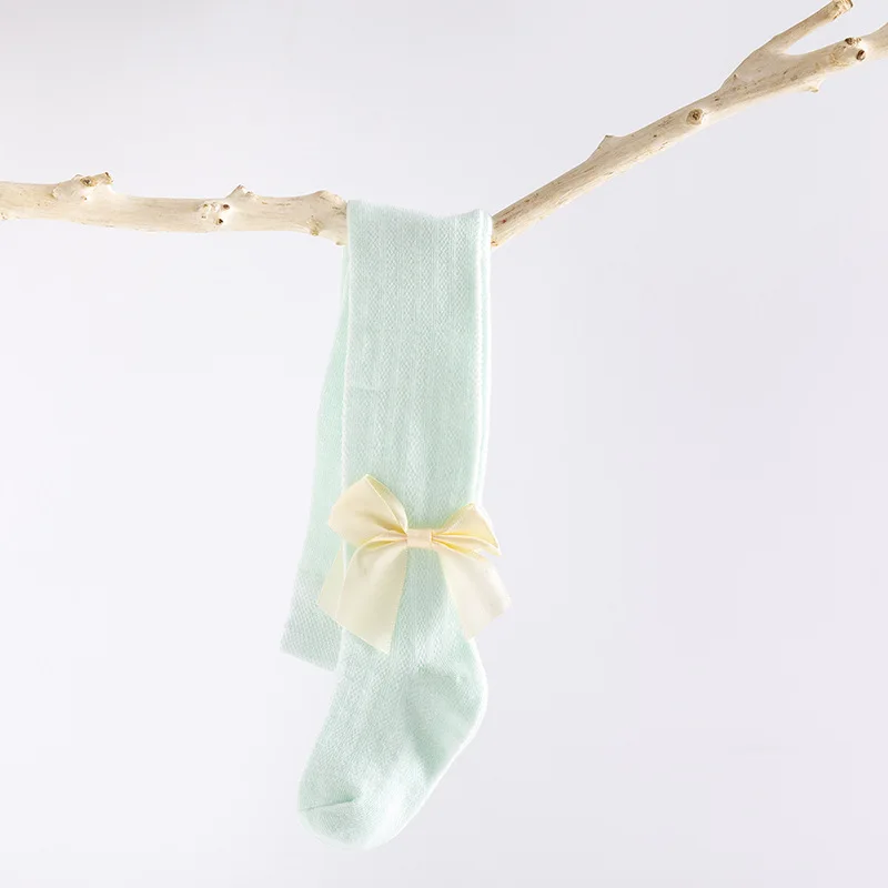 Fancy Summer Color Hollow Mesh Breathable Big Bow-knot Little Girl Elegant Soft Tights Pantyhose