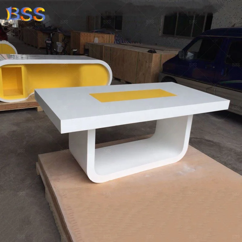 Австралийский индивидуальный дизайн красивый высококачественный офисный Желтый стол Corian маленького размера 8 футов