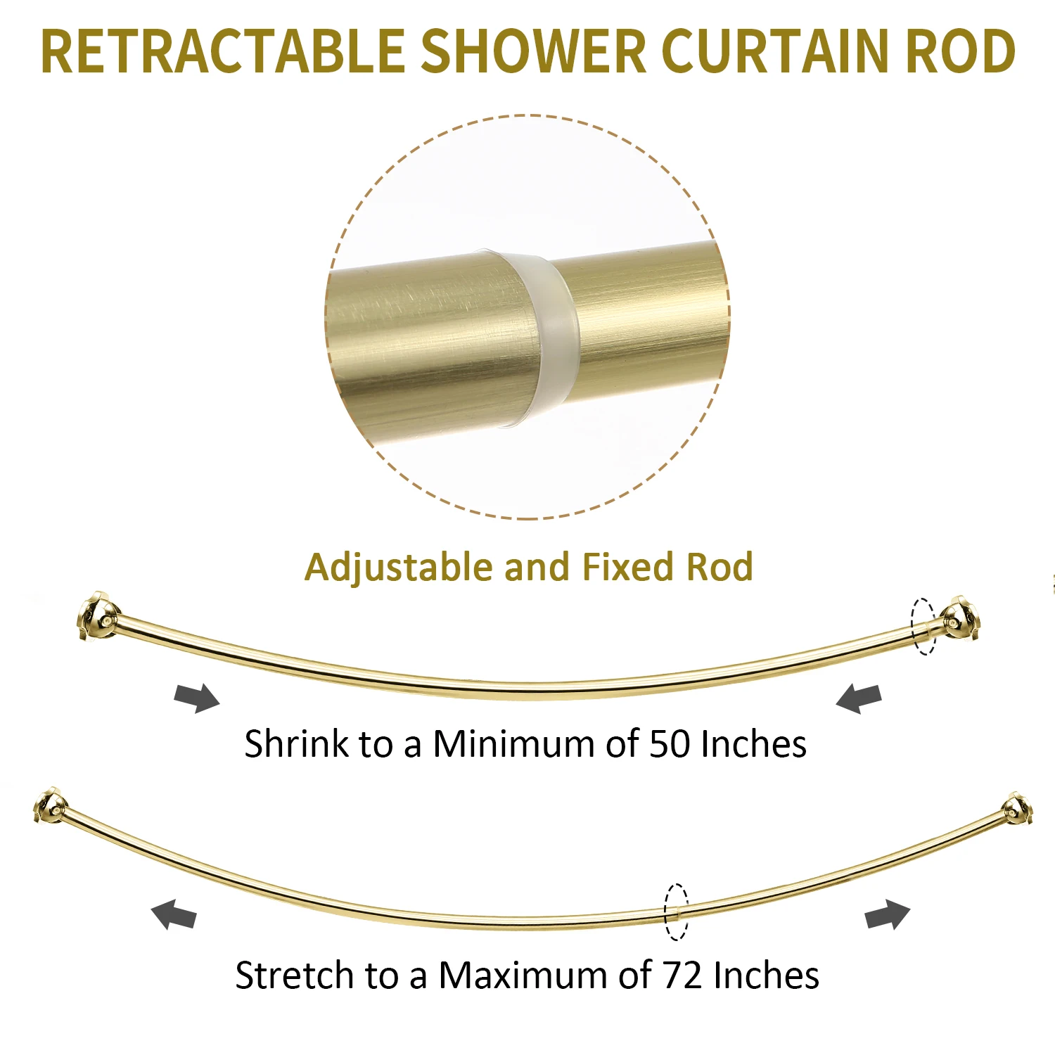 Wholesale Bathroom Telescoping Segmented Hanging Shower Curtain Rod Gold From Ceiling