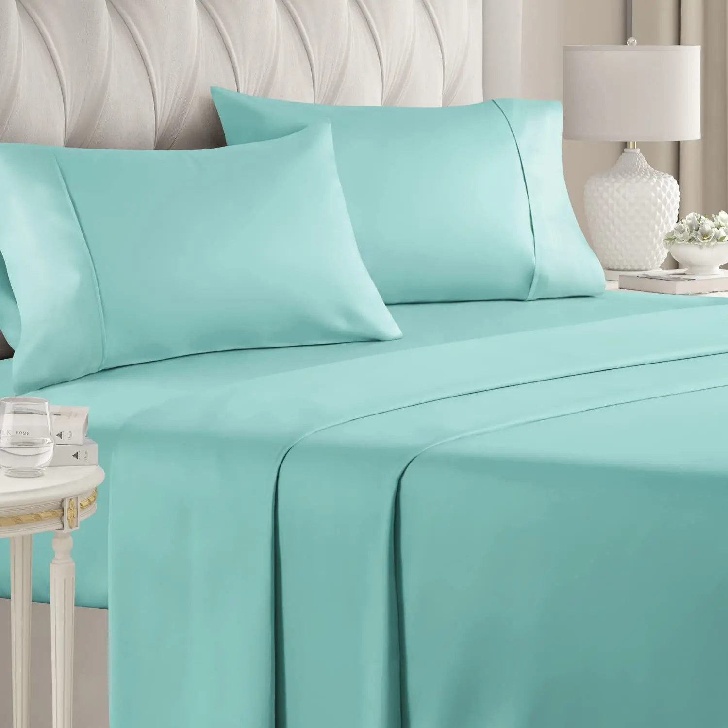 hot sale bamboo sheet sets cooling 40% Bamboo & 60% Polyester  Bedding Sheet Sets for Hot Sleepers