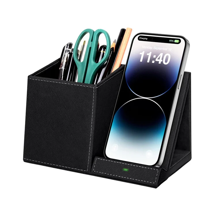 Wholesale Phone Charger Pen Cup Pencil Pen Holder With Type C And Usb Ports For Office Wireless Charger Stand