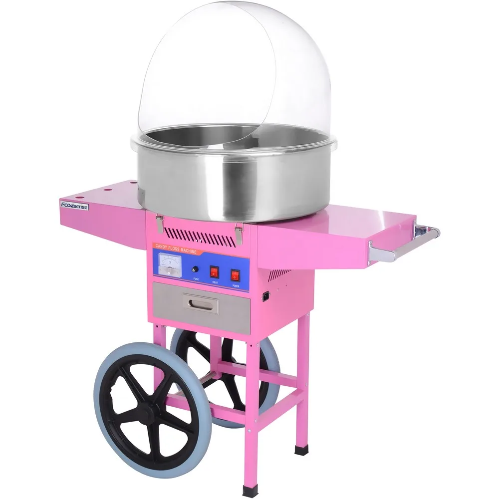 Cotton Candy Floss Machine Commercial Electric with Cart and Cover Making