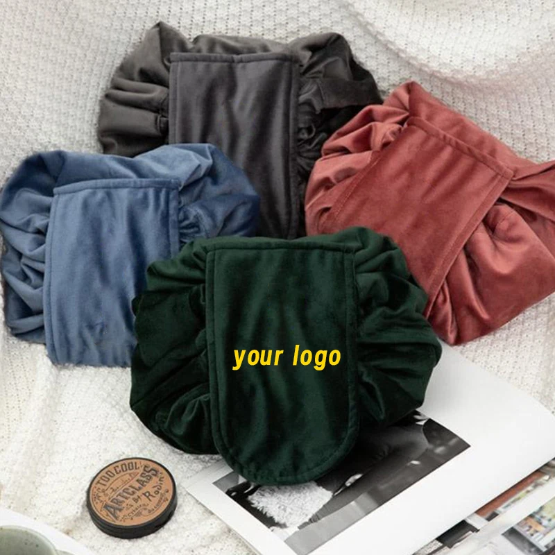 Индивидуальные новые ленивые бархатные сумки для макияжа на шнурке Портативная сумка для макияжа популярная дорожная сумка для женщин