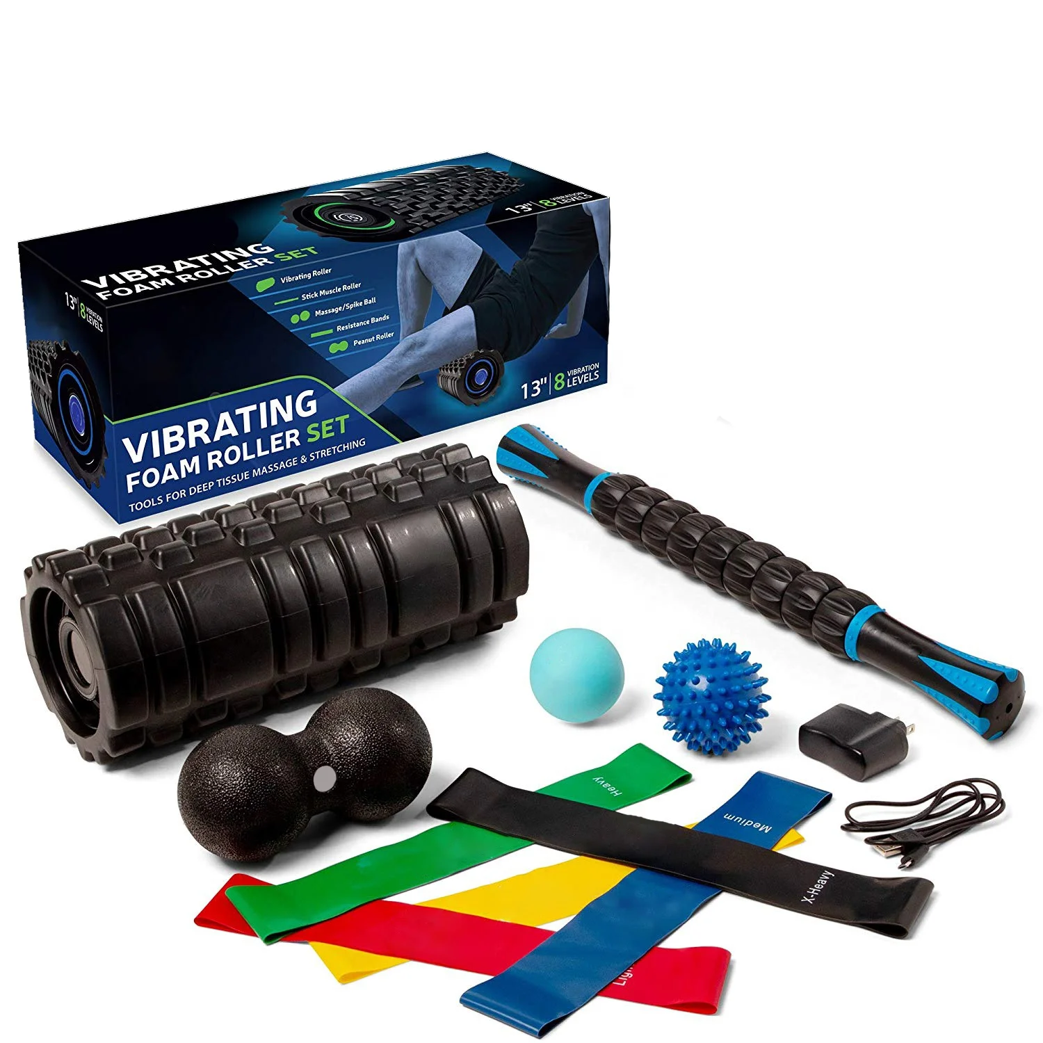Tiger FitnessAdjustable 3-speed Foot Back Massage foam roller for deep tissue massage