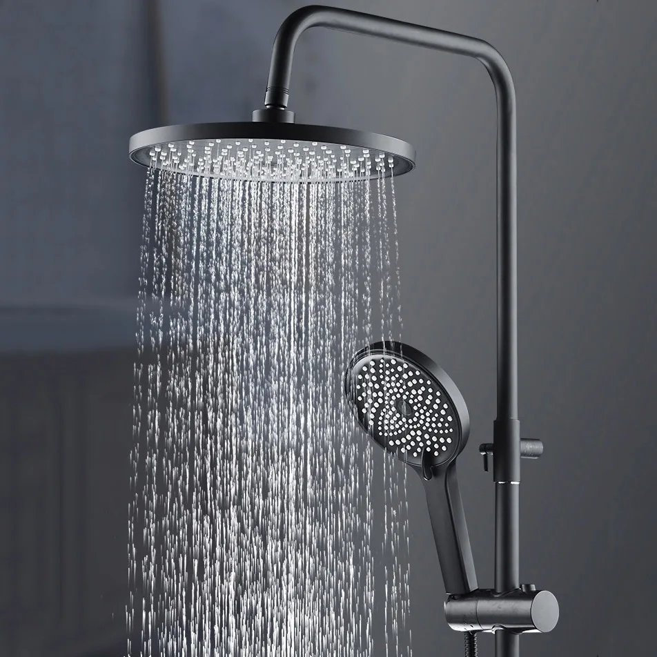 Over power rotating black abs luxury handheld modern massage portable bathroom shower head set rainfall rain top shower head