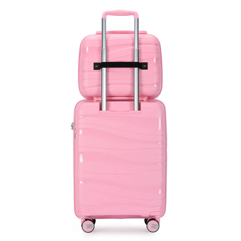 2023 Wholesale Customized PP Hard Shell Luggage Carry On Hand Travel Trolley Case Bag Pink  Suitcase Luggage 3 pec Set