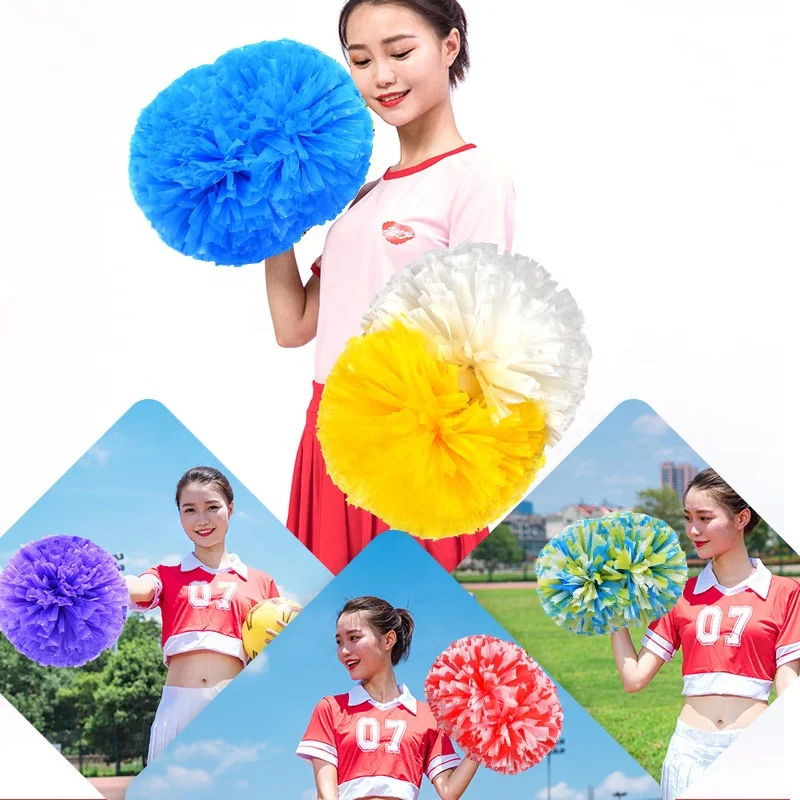 Dance Team Spirit Cheer Poms Shiny and Metallic Cheerleading Pom Poms with Handle for Girl Boy School Sports